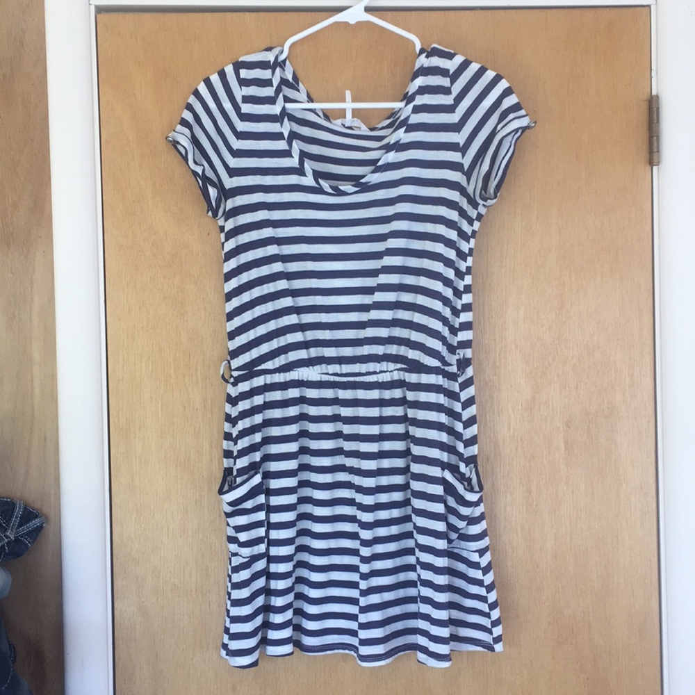 Striped mini dress with pockets